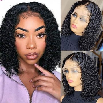 GS Virgin Hair Short Deep Curly Bob 13X4 Lace Front Human Hair Wig